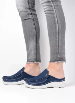 Slippers|Klompen|Wolky Roll Slide denim nubuck