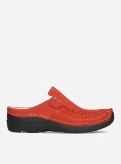 Slippers|Klompen|Wolky Roll Slide donkerrood nubuck