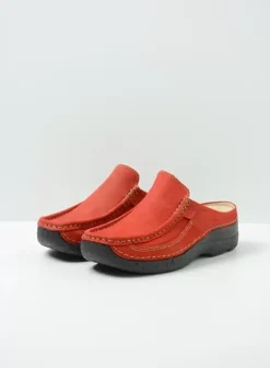 Slippers|Klompen|Wolky Roll Slide donkerrood nubuck