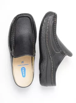 Slippers|Klompen|Wolky Roll Slide zwart leer