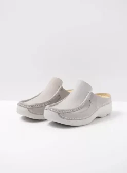 Slippers|Klompen|Wolky Roll Slide lichtgrijs nubuck