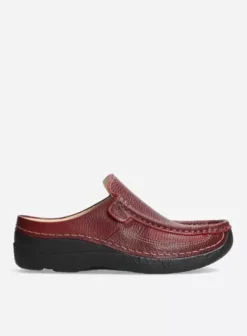 Slippers|Klompen|Wolky Roll Slide rood leer