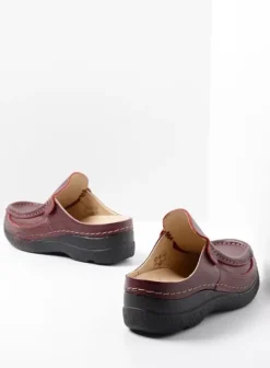 Slippers|Klompen|Wolky Roll Slide rood leer