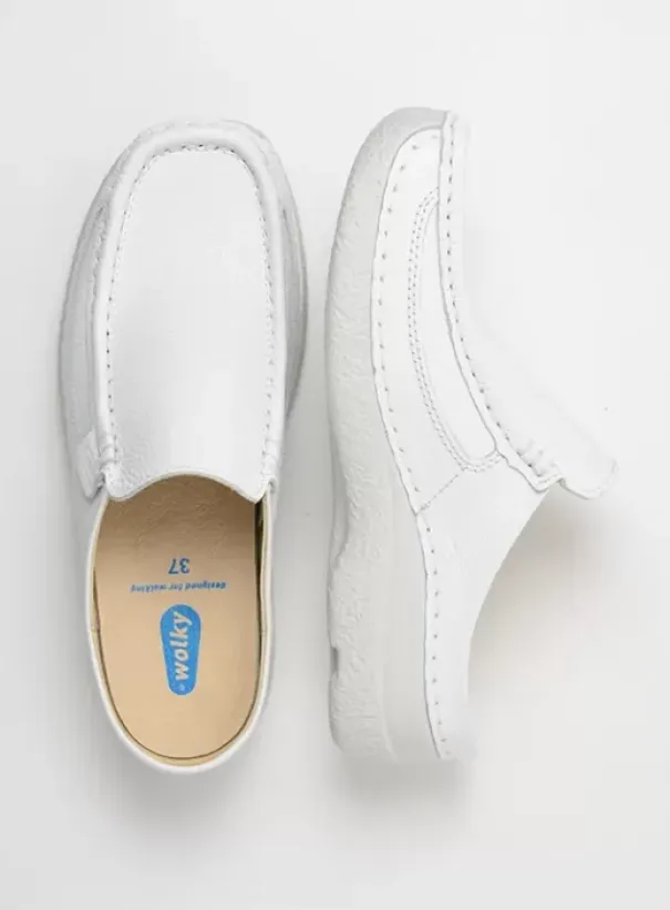 Klompen|Voorjaar/zomer|Wolky Roll Slide wit leer