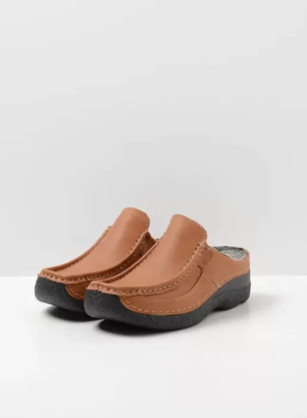 Slippers|Klompen|Wolky Roll Slide Vegan cognac