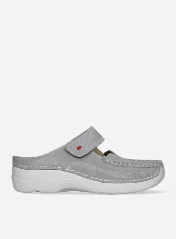 Hielspoor|Slippers|Wolky Roll Slipper lichtgrijs nubuck