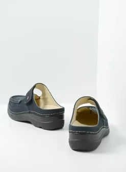 Hielspoor|Slippers|Wolky Roll Slipper blauw nubuck