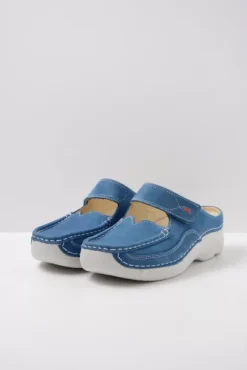 Hielspoor|Slippers|Wolky Roll Slipper dodger blauw nubuck
