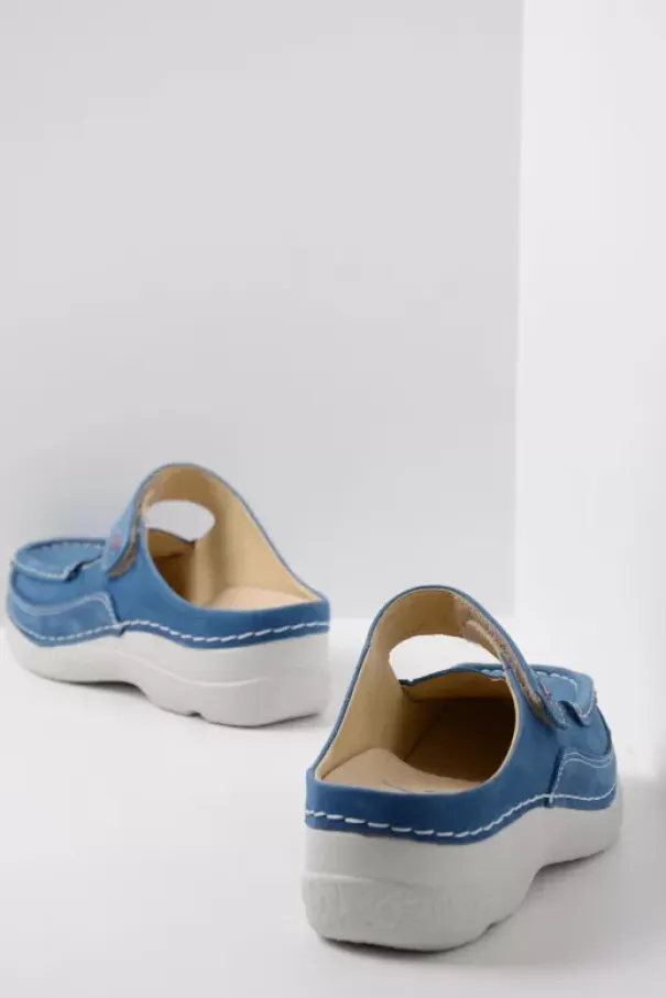 Hielspoor|Slippers|Wolky Roll Slipper dodger blauw nubuck