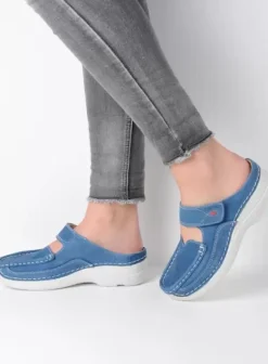 Hielspoor|Slippers|Wolky Roll Slipper dodger blauw nubuck