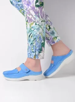Hielspoor|Slippers|Wolky Roll Slipper hemelsblauw nubuck