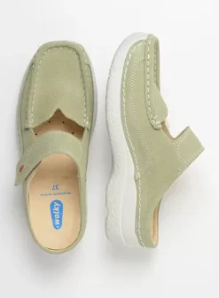 Hielspoor|Slippers|Wolky Roll Slipper lichtgroen nubuck