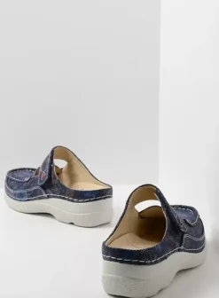 Hielspoor|Slippers|Wolky Roll Slipper blue flower