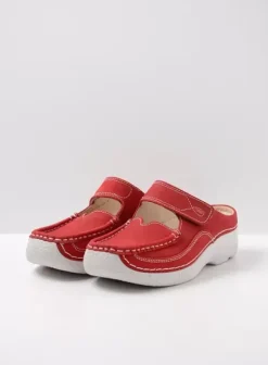 Hielspoor|Slippers|Wolky Roll Slipper rood zomer nubuck