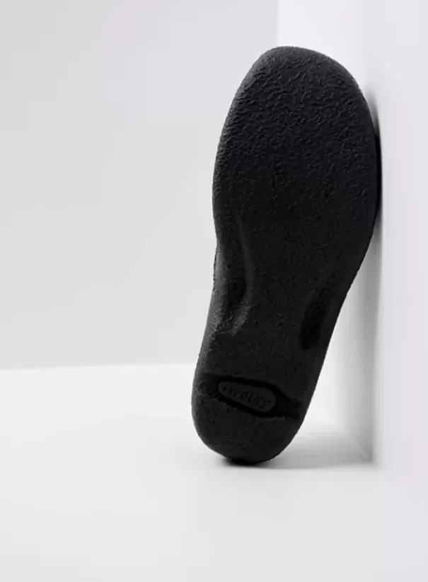 Hielspoor|Slippers|Wolky Roll Slipper zwart leer