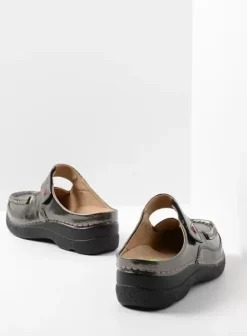 Slippers|Klompen|Wolky Roll Slipper Vegan grijsgroen vegan lak