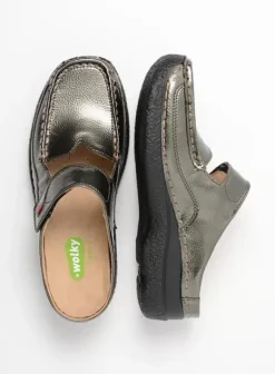 Slippers|Klompen|Wolky Roll Slipper Vegan grijsgroen vegan lak