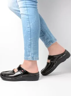Slippers|Klompen|Wolky Roll Slipper Vegan zwart vegan lak
