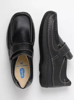 Instappers|Bandschoenen|Wolky Roll Strap zwart leer
