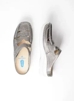 Slippers|Klompen|Wolky Roll Talaria antraciet leer