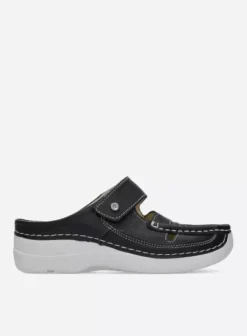 Slippers|Klompen|Wolky Roll Talaria zwart zomer leer
