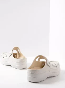 Slippers|Klompen|Wolky Roll Talaria creme wit leer