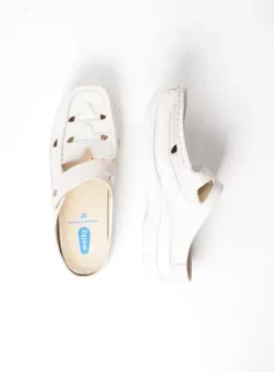 Slippers|Klompen|Wolky Roll Talaria creme wit leer