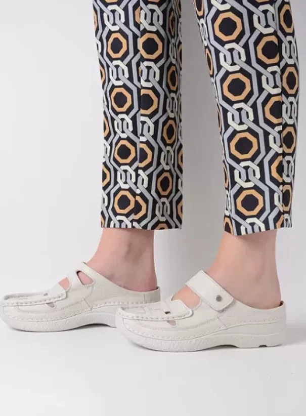 Slippers|Klompen|Wolky Roll Talaria creme wit leer