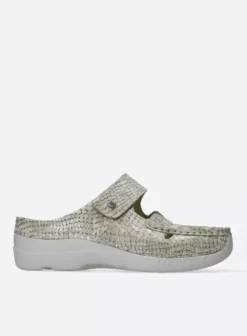 Slippers|Klompen|Wolky Roll Talaria beige crocolook leer