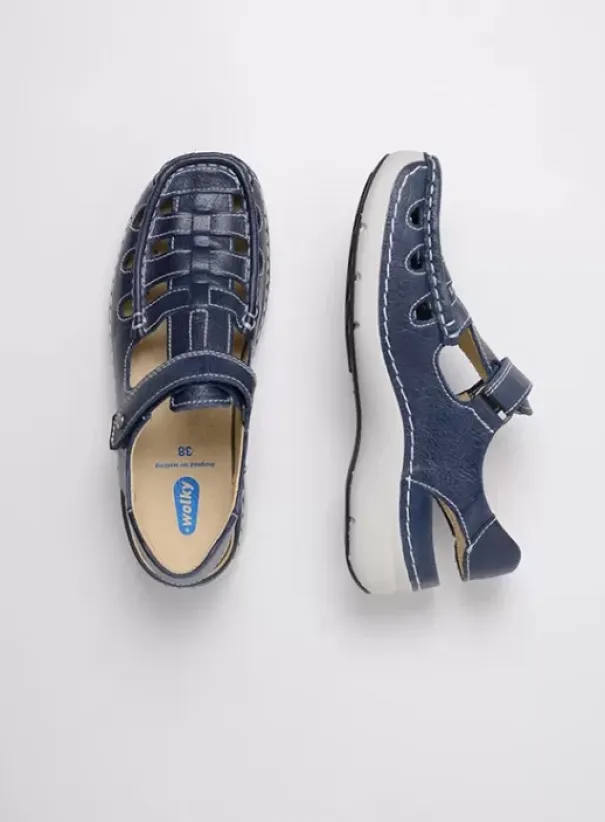Sandalen|Wolky Rolling Sun blauw leer