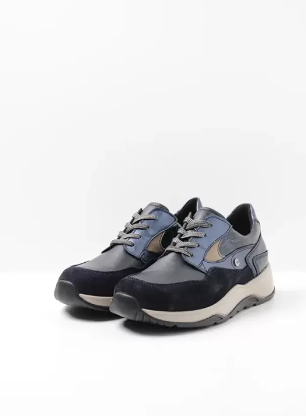 Wandelschoenen|Sneakers|Wolky Sappho blauw combi leer