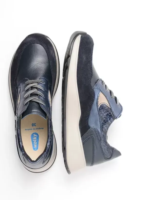 Wandelschoenen|Sneakers|Wolky Sappho blauw combi leer