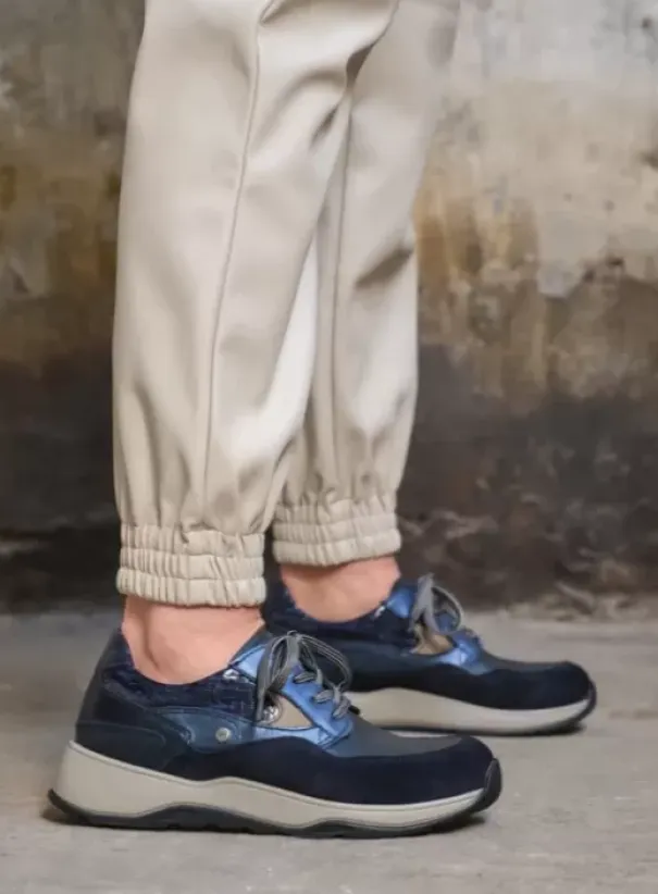 Wandelschoenen|Sneakers|Wolky Sappho blauw combi leer