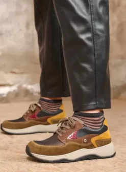 Wandelschoenen|Sneakers|Wolky Sappho donker taupe combi leer