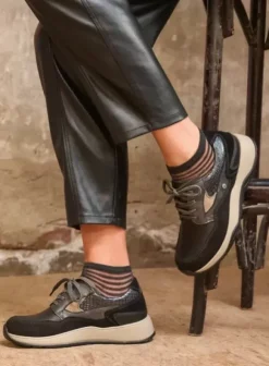 Wandelschoenen|Sneakers|Wolky Sappho zwart combi leer