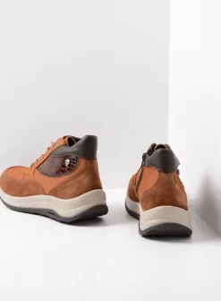 Wandelschoenen|Veterschoenen|Wolky Scone cognac combi leer