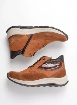 Wandelschoenen|Veterschoenen|Wolky Scone cognac combi leer