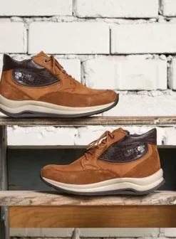 Wandelschoenen|Veterschoenen|Wolky Scone cognac combi leer