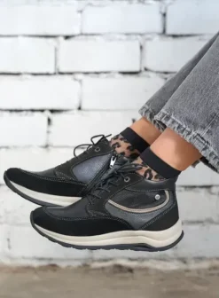 Wandelschoenen|Veterschoenen|Wolky Scone WR zwart combi leer