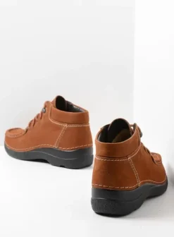 Veterschoenen|Wolky Seamy Moc cognac nubuck