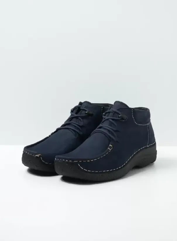 Veterschoenen|Wolky Seamy Moc blauw nubuck