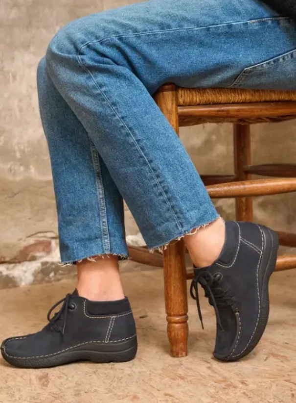 Veterschoenen|Wolky Seamy Moc blauw nubuck