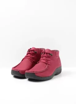 Veterschoenen|Wolky Seamy Moc bordeauxrood nubuck