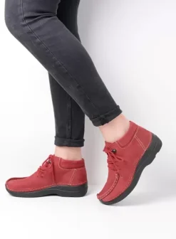 Veterschoenen|Wolky Seamy Moc bordeauxrood nubuck