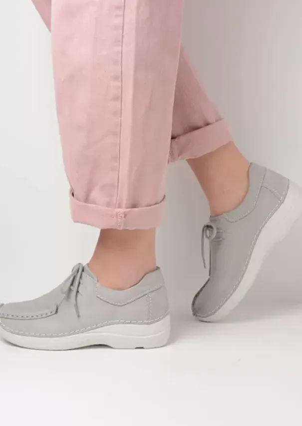 Veterschoenen|Wolky Seamy Shoe lichtgrijs nubuck