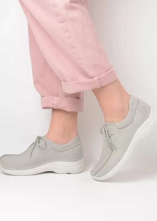 Veterschoenen|Wolky Seamy Shoe lichtgrijs nubuck