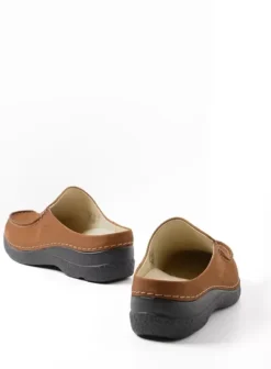 Slippers|Klompen|Wolky Seamy Slide cognac nubuck