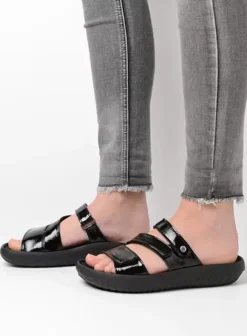 Slippers|Wolky Sense Vegan zwart vegan lak