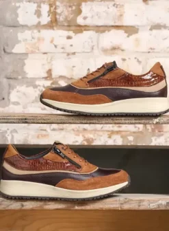Sneakers|Veterschoenen|Wolky Sprint cognac combi leer