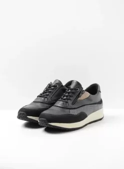 Sneakers|Veterschoenen|Wolky Sprint zwart combi leer